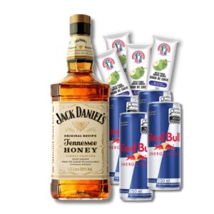 Combo de Jack Daniels Honey (Mel) (4 Gelos + 4 Red Bulls)